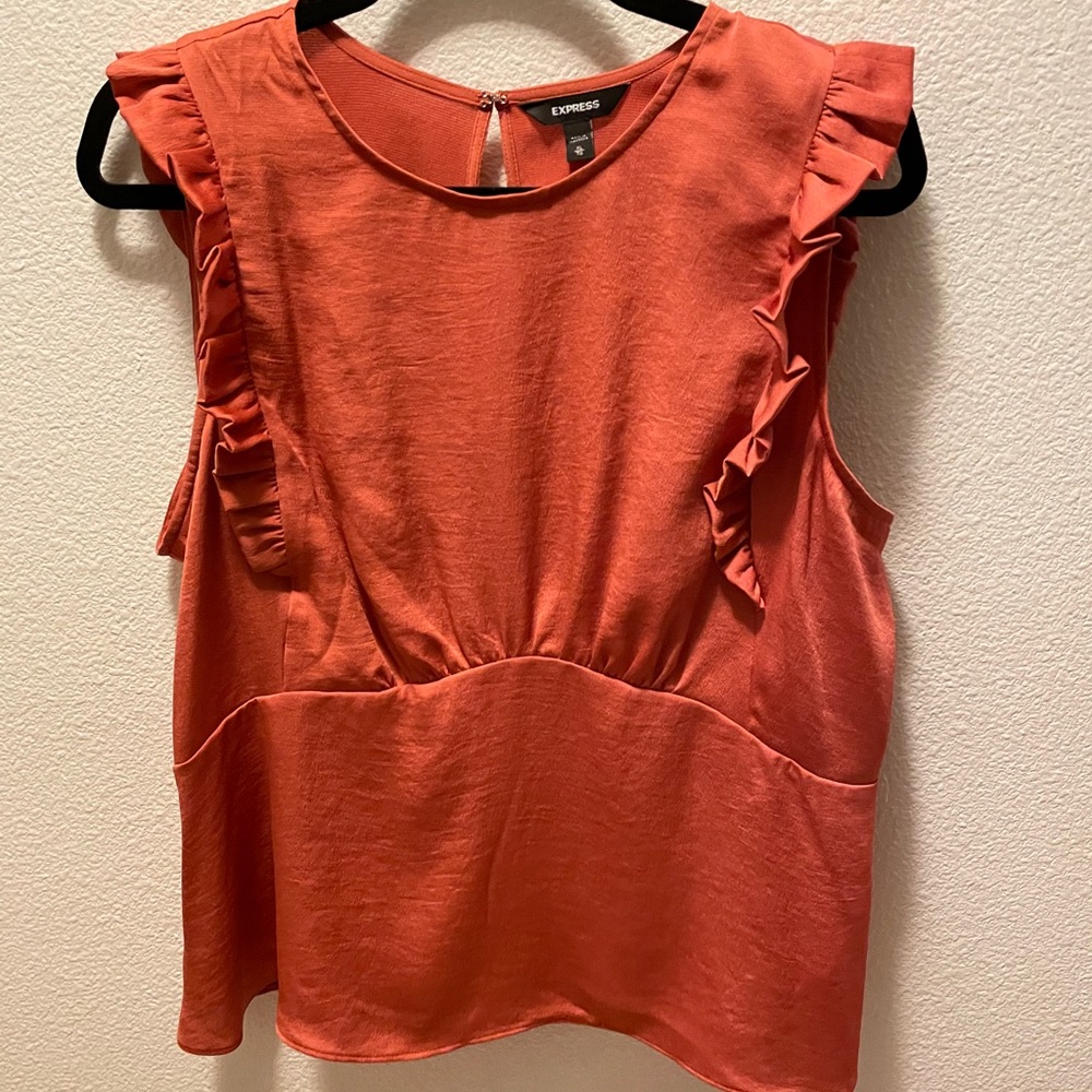 Express Sleeveless Ruffle Top Size XL - Picture 2 of 11